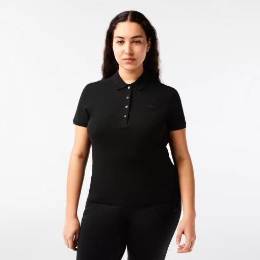 Lacoste Poloshirts>Slim Fit Damen Poloshirt Aus Stretch-Baumwoll-Pique Schwarz 031