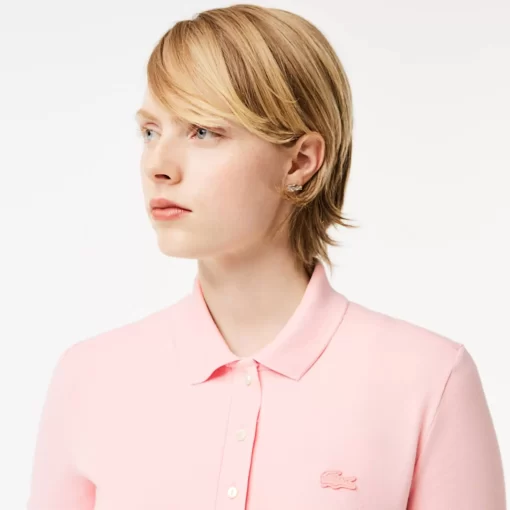 Lacoste Poloshirts>Slim Fit Damen Poloshirt Aus Stretch-Baumwoll-Pique Hellrosa Ady