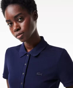 Lacoste Poloshirts>Slim Fit Damen Poloshirt Aus Stretch-Baumwoll-Pique Navy Blau 166