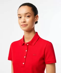 Lacoste Poloshirts>Slim Fit Damen Poloshirt Aus Stretch-Baumwoll-Pique Rot 240