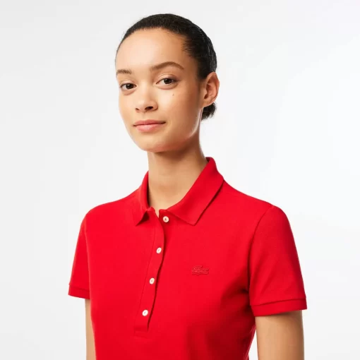 Lacoste Poloshirts>Slim Fit Damen Poloshirt Aus Stretch-Baumwoll-Pique Rot 240