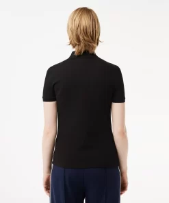 Lacoste Poloshirts>Slim Fit Damen Poloshirt Aus Stretch-Baumwoll-Pique Schwarz 031