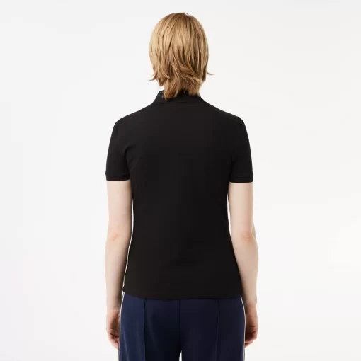 Lacoste Poloshirts>Slim Fit Damen Poloshirt Aus Stretch-Baumwoll-Pique Schwarz 031