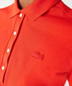 Lacoste Poloshirts>Slim Fit Damen Poloshirt Aus Stretch-Baumwoll-Pique Rot F8M