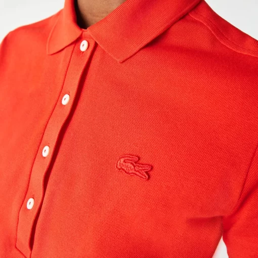 Lacoste Poloshirts>Slim Fit Damen Poloshirt Aus Stretch-Baumwoll-Pique Rot F8M