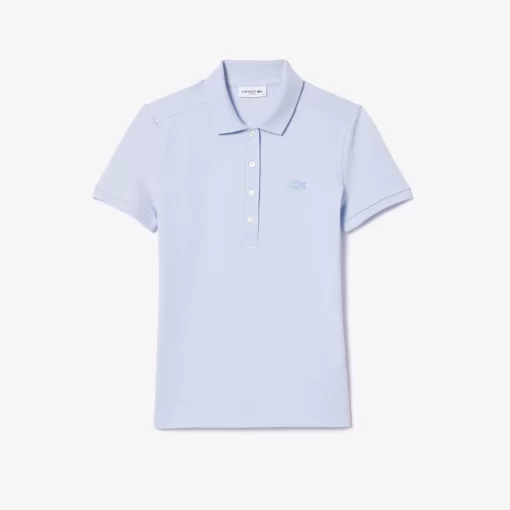 Lacoste Poloshirts>Slim Fit Damen Poloshirt Aus Stretch-Baumwoll-Pique Hellblau J2G