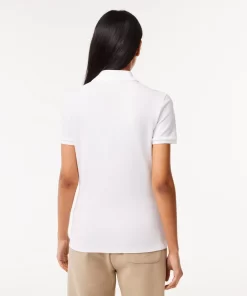 Lacoste Poloshirts>Slim Fit Damen Poloshirt Aus Stretch-Baumwoll-Pique Weis 001