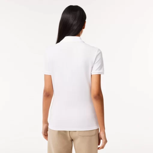 Lacoste Poloshirts>Slim Fit Damen Poloshirt Aus Stretch-Baumwoll-Pique Weis 001