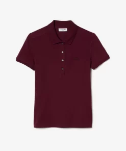 Lacoste Poloshirts>Slim Fit Damen Poloshirt Aus Stretch-Baumwoll-Pique Burgunder Yup