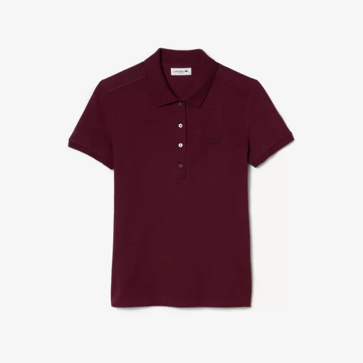 Lacoste Poloshirts>Slim Fit Damen Poloshirt Aus Stretch-Baumwoll-Pique Burgunder Yup