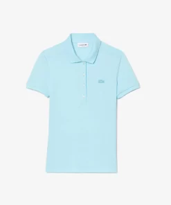 Lacoste Poloshirts>Slim Fit Damen Poloshirt Aus Stretch-Baumwoll-Pique Hellblau Siz