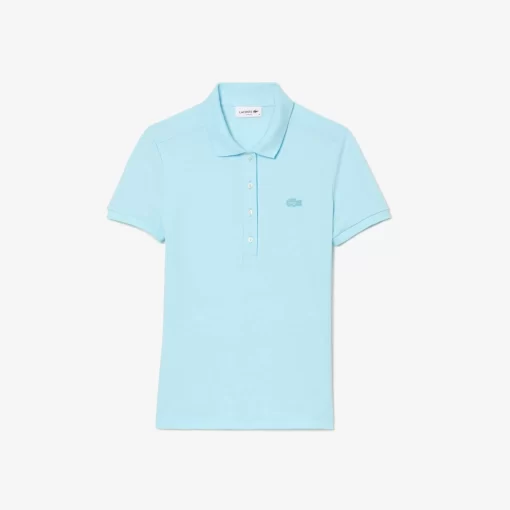 Lacoste Poloshirts>Slim Fit Damen Poloshirt Aus Stretch-Baumwoll-Pique Hellblau Siz