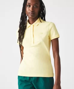 Lacoste Poloshirts>Slim Fit Damen Poloshirt Aus Stretch-Baumwoll-Pique Gelb 107