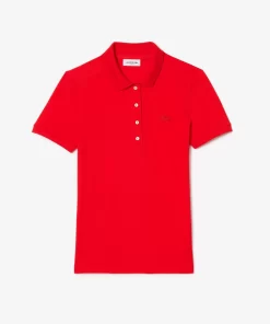 Lacoste Poloshirts>Slim Fit Damen Poloshirt Aus Stretch-Baumwoll-Pique Rot F8M