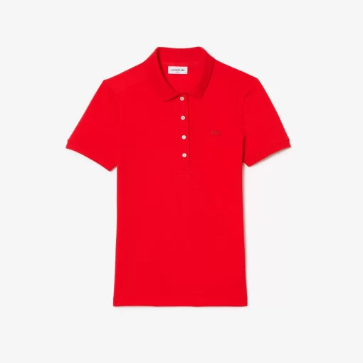 Lacoste Poloshirts>Slim Fit Damen Poloshirt Aus Stretch-Baumwoll-Pique Rot F8M