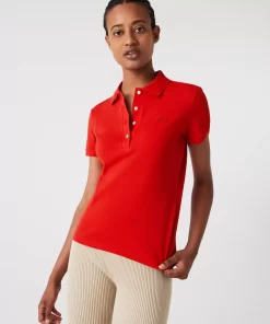 Lacoste Poloshirts>Slim Fit Damen Poloshirt Aus Stretch-Baumwoll-Pique Rot 240