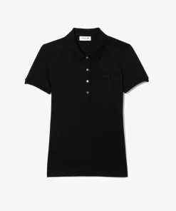 Lacoste Poloshirts>Slim Fit Damen Poloshirt Aus Stretch-Baumwoll-Pique Schwarz 031