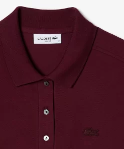 Lacoste Poloshirts>Slim Fit Damen Poloshirt Aus Stretch-Baumwoll-Pique Burgunder Yup