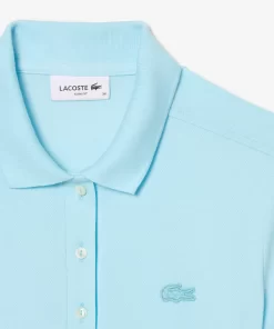 Lacoste Poloshirts>Slim Fit Damen Poloshirt Aus Stretch-Baumwoll-Pique Hellblau Siz