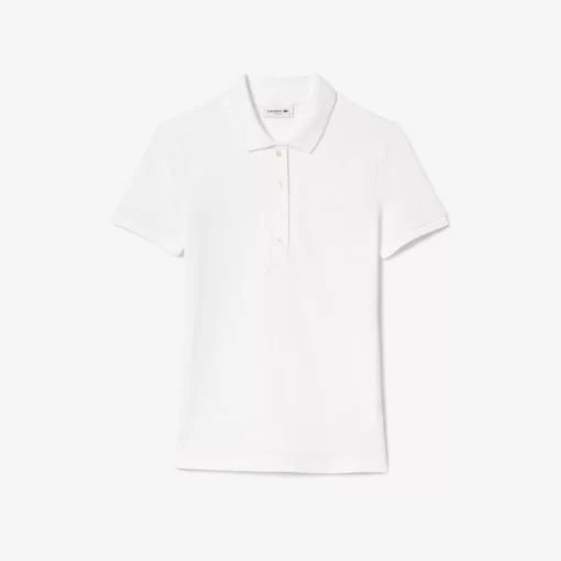 Lacoste Poloshirts>Slim Fit Damen Poloshirt Aus Stretch-Baumwoll-Pique Weis 001