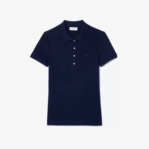 Lacoste Poloshirts>Slim Fit Damen Poloshirt Aus Stretch-Baumwoll-Pique Navy Blau 166