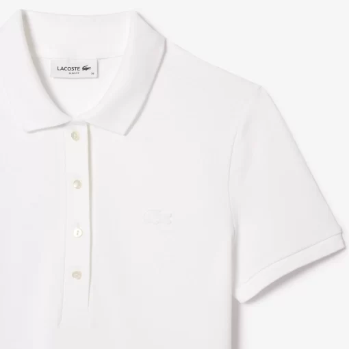 Lacoste Poloshirts>Slim Fit Damen Poloshirt Aus Stretch-Baumwoll-Pique Weis 001