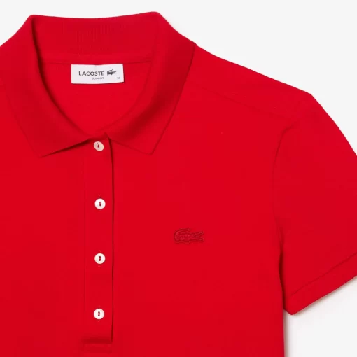 Lacoste Poloshirts>Slim Fit Damen Poloshirt Aus Stretch-Baumwoll-Pique Rot 240