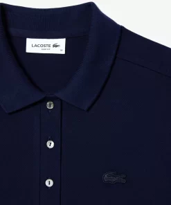 Lacoste Poloshirts>Slim Fit Damen Poloshirt Aus Stretch-Baumwoll-Pique Navy Blau 166