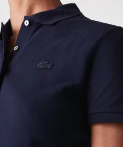 Lacoste Poloshirts>Slim Fit Damen Poloshirt Aus Stretch-Baumwoll-Pique Navy Blau 166