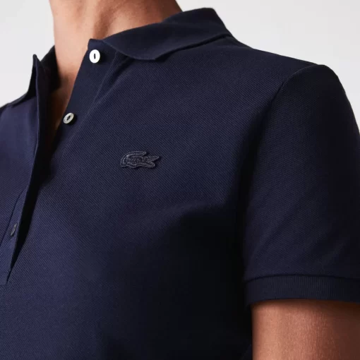 Lacoste Poloshirts>Slim Fit Damen Poloshirt Aus Stretch-Baumwoll-Pique Navy Blau 166