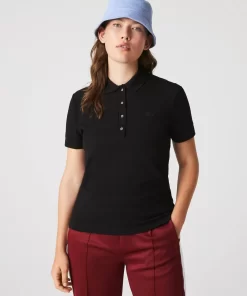 Lacoste Poloshirts>Slim Fit Damen Poloshirt Aus Stretch-Baumwoll-Pique Schwarz 031