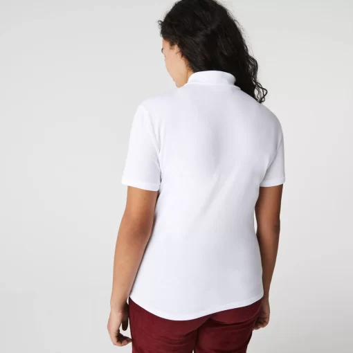 Lacoste Poloshirts>Slim Fit Damen Poloshirt Aus Stretch-Baumwoll-Pique Weis 001