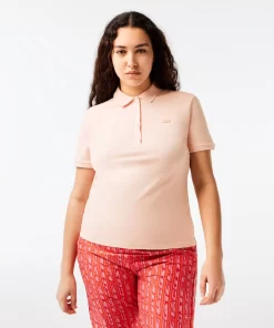 Lacoste Poloshirts>Slim Fit Damen Poloshirt Aus Stretch-Baumwoll-Pique Hellrosa Ady