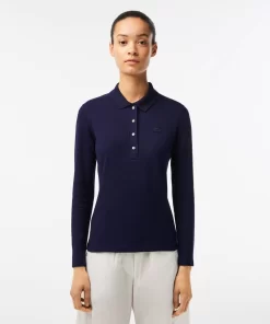 Lacoste Poloshirts>Slim Fit Damen Poloshirt In Stretch-Pique Navy Blau 166