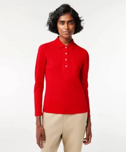 Lacoste Poloshirts>Slim Fit Damen Poloshirt In Stretch-Pique Rot 240