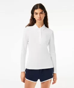 Lacoste Poloshirts>Slim Fit Damen Poloshirt In Stretch-Pique Weis 001