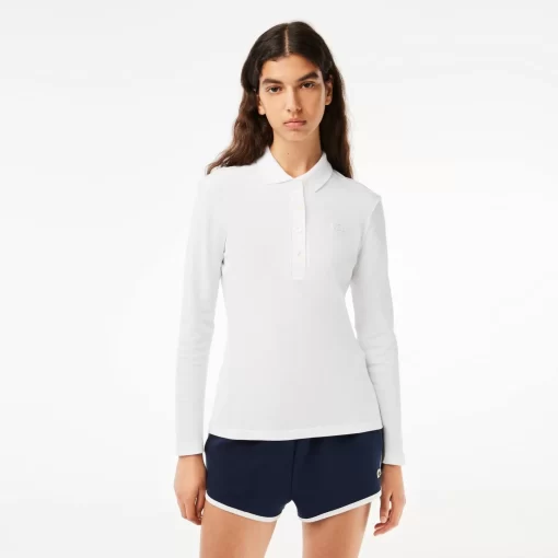 Lacoste Poloshirts>Slim Fit Damen Poloshirt In Stretch-Pique Weis 001