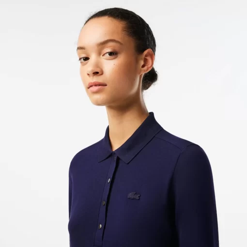 Lacoste Poloshirts>Slim Fit Damen Poloshirt In Stretch-Pique Navy Blau 166