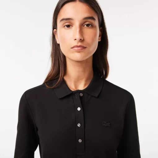 Lacoste Poloshirts>Slim Fit Damen Poloshirt In Stretch-Pique Schwarz 031