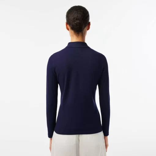 Lacoste Poloshirts>Slim Fit Damen Poloshirt In Stretch-Pique Navy Blau 166