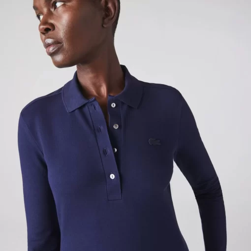 Lacoste Poloshirts>Slim Fit Damen Poloshirt In Stretch-Pique Navy Blau 166