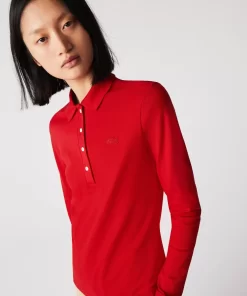 Lacoste Poloshirts>Slim Fit Damen Poloshirt In Stretch-Pique Rot 240