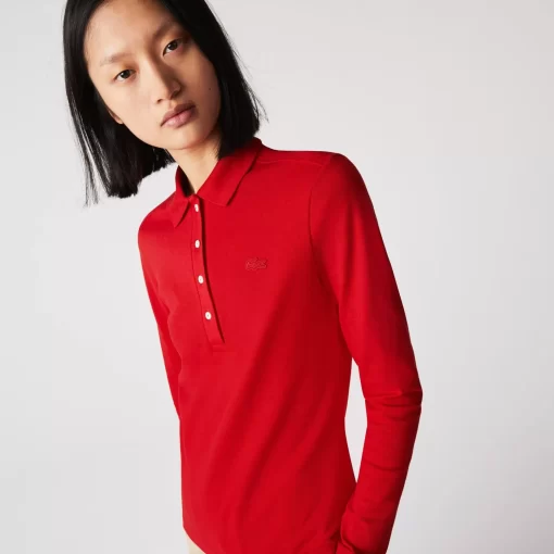 Lacoste Poloshirts>Slim Fit Damen Poloshirt In Stretch-Pique Rot 240