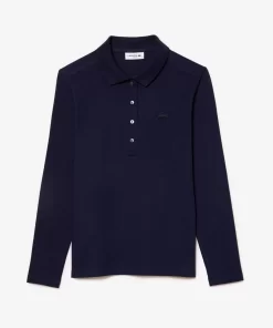 Lacoste Poloshirts>Slim Fit Damen Poloshirt In Stretch-Pique Navy Blau 166