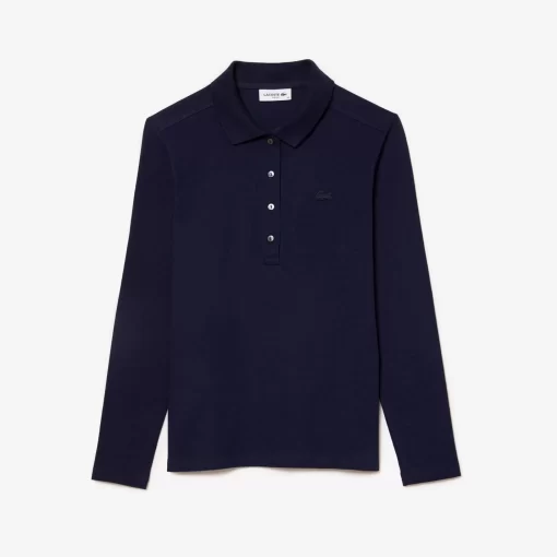 Lacoste Poloshirts>Slim Fit Damen Poloshirt In Stretch-Pique Navy Blau 166