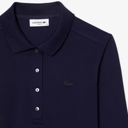 Lacoste Poloshirts>Slim Fit Damen Poloshirt In Stretch-Pique Navy Blau 166