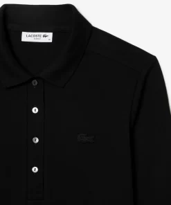 Lacoste Poloshirts>Slim Fit Damen Poloshirt In Stretch-Pique Schwarz 031