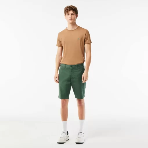 Lacoste Hosen & Shorts>Slim Fit Herren-Bermudas Aus Baumwolle Mit Stretch Dunkelgrun Smi