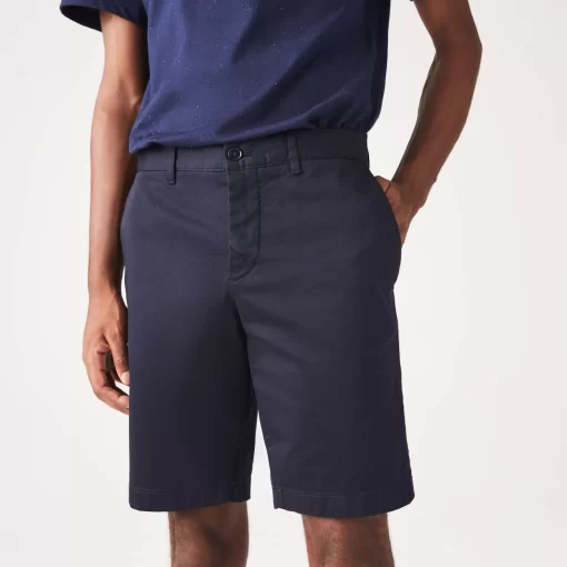 Lacoste Hosen & Shorts>Slim Fit Herren-Bermudas Aus Baumwolle Mit Stretch Navy Blau Hde