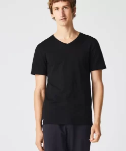 Lacoste Unterwäsche & Loungewear>Slim Fit Herren-T-Shirt Aus Baumwolle Mit V-Ausschnitt Im 3Er-Pack Schwarz 031